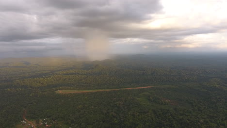 Heavy-rainfall-over-amazonian-rainforest-in-Saül.-French-Guiana-by-drone-sunset